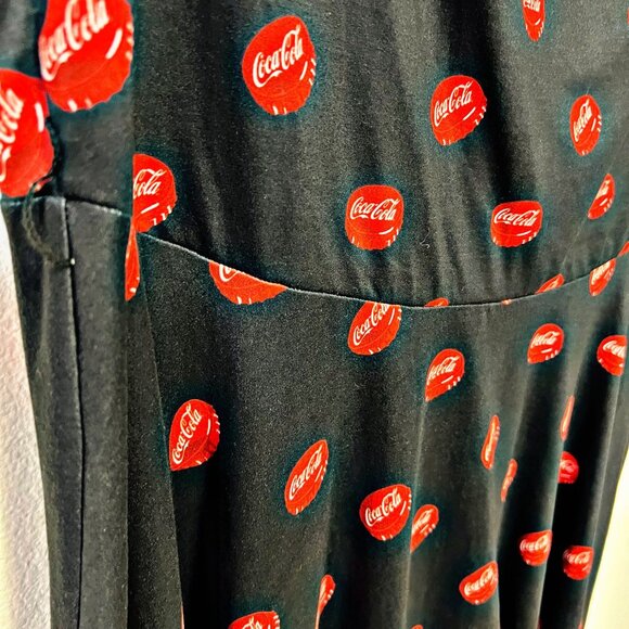 Unique Vintage Coca Cola Retro Midi Dress Fit & Flare Sleeveless Limited Edition - Picture 7 of 11